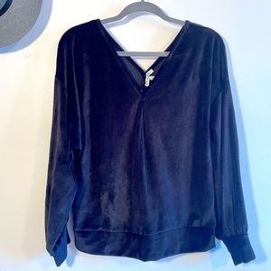 Express Black Velvet V-neck Sweater